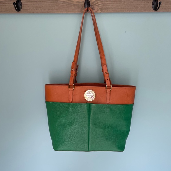 Valentina Handbags - Valentina Green and Tan Tote Bag